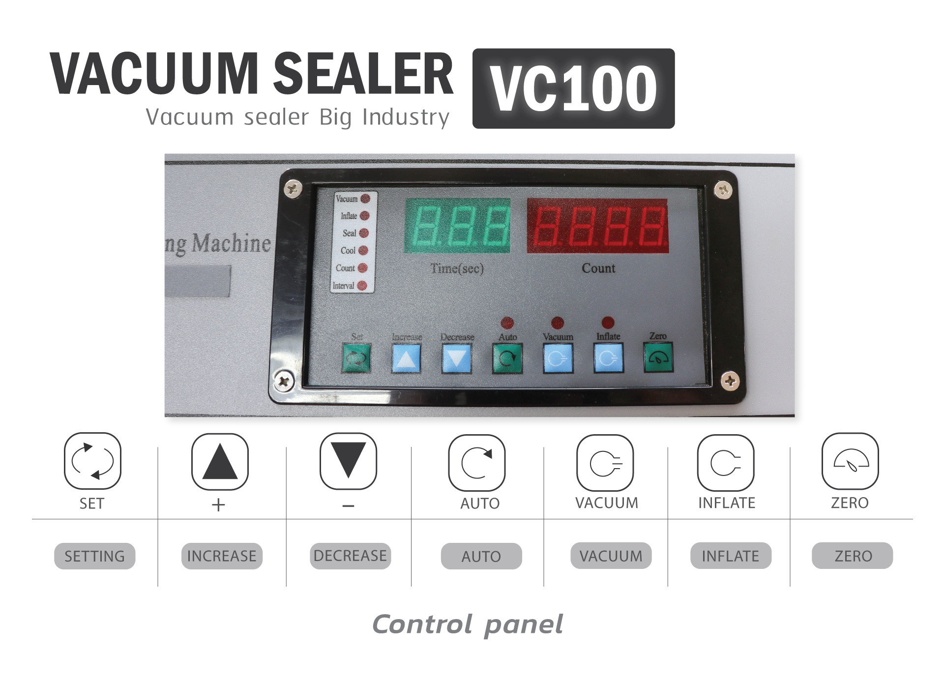 Vacuum-sealer-Big-Industry-VC100-Control-panel