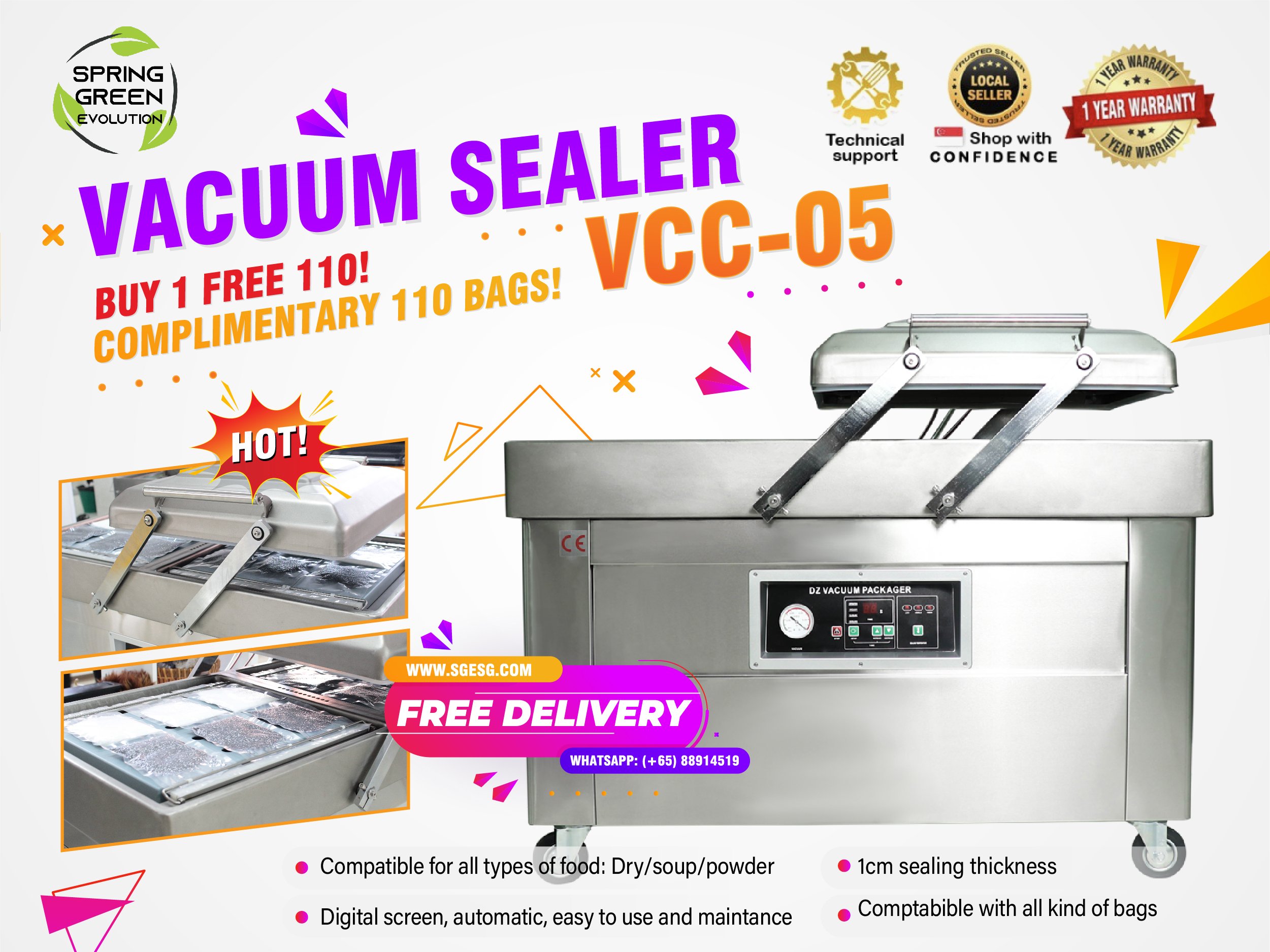 Double Chamber Vacuum Sealer VCC05 SGE Singapore